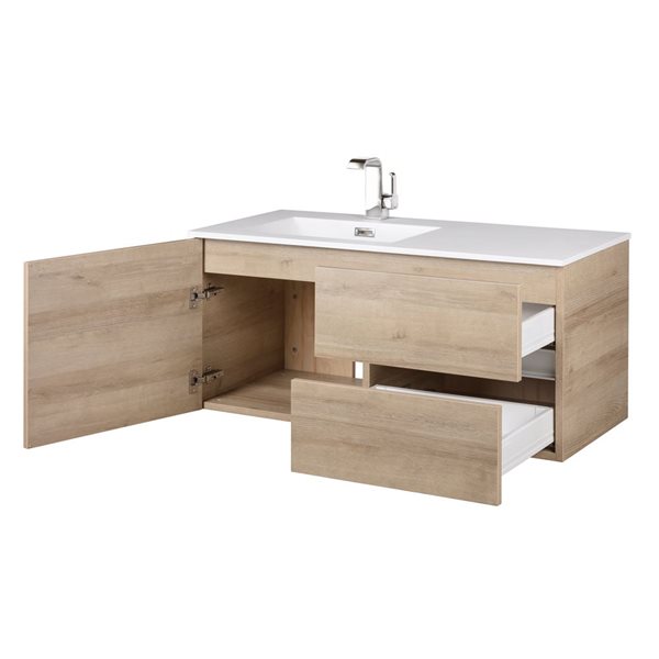 Cutler Kitchen & Bath Beachwood 42-in Organic Wall-Mount Vanity w/ White Acrylic Top and Single Sink