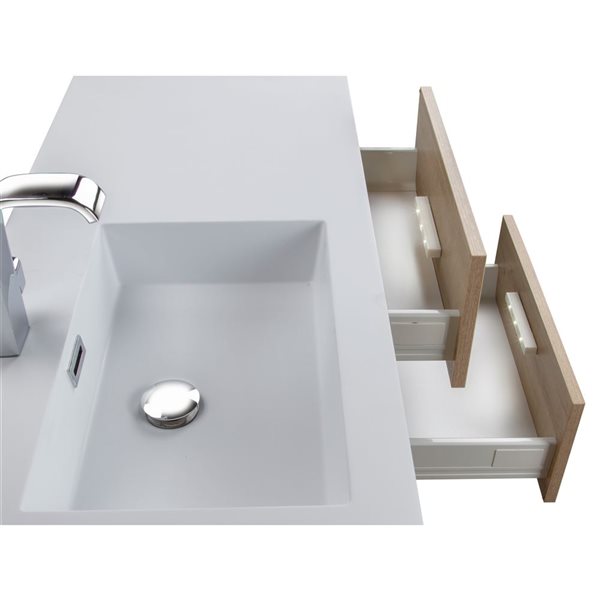 Cutler Kitchen & Bath Beachwood 42-in Organic Wall-Mount Vanity w/ White Acrylic Top and Single Sink