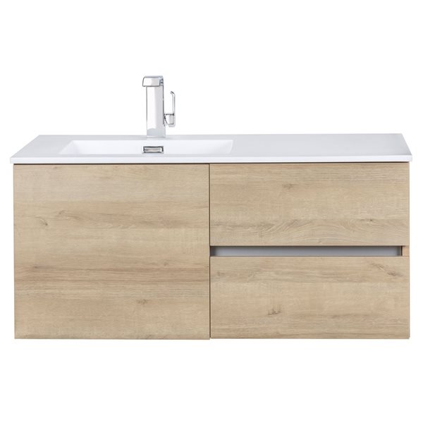 Meuble-lavabo simple Beachwood Organic 42 po naturel comptoir en acrylique blanc