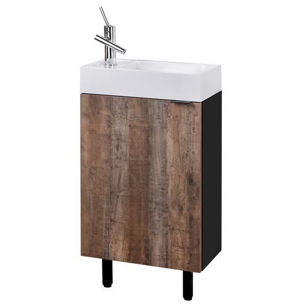 Cutler Kitchen & Bath Studio 15-in Whisky Wall-Mount Vanity w/ White Acrylic Top and Single Sink