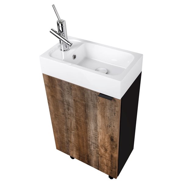 Cutler Kitchen & Bath Studio 15-in Whisky Wall-Mount Vanity w/ White Acrylic Top and Single Sink