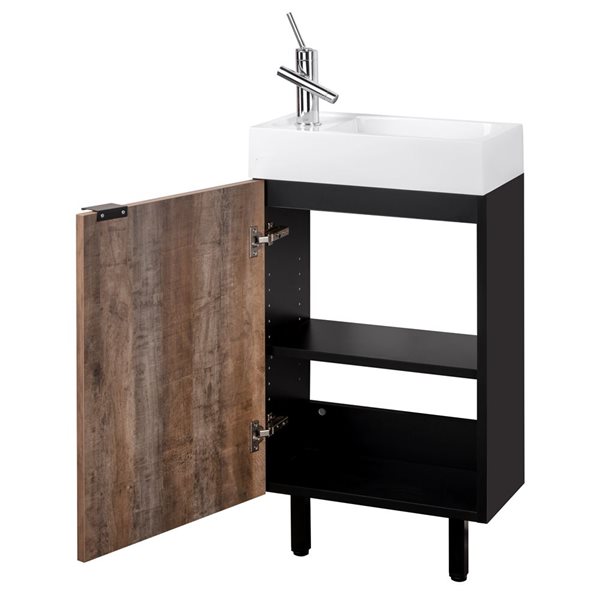 Cutler Kitchen & Bath Studio 15-in Whisky Wall-Mount Vanity w/ White Acrylic Top and Single Sink