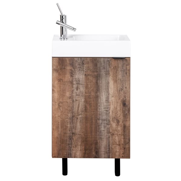 Meuble-lavabo simple Studio 18 po noir comptoir en acrylique blanc