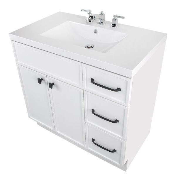 Cutler Kitchen & Bath Manhattan 36-in White Freestanding Vanity w/ White Acrylic Top and Single Sink