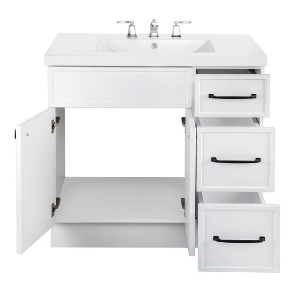 Cutler Kitchen & Bath Manhattan 36-in White Freestanding Vanity w/ White Acrylic Top and Single Sink