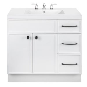 Meuble-lavabo sur pied Manhattan Cutler Kitchen & Bath plan similimarbre blanc 36 l. x 21 p. x 36,5 po-in h., blanc