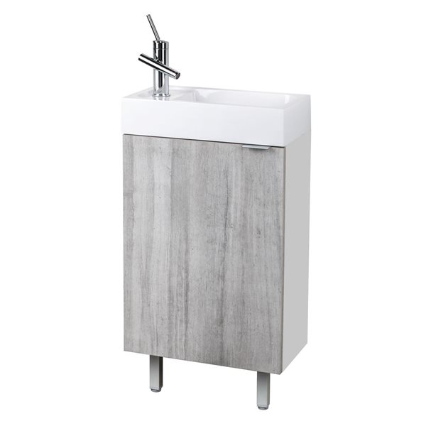 Cutler Kitchen & Bath Studio 15-in Gray Wall-Mount Vanity w/ White Acrylic Top and Single Sink