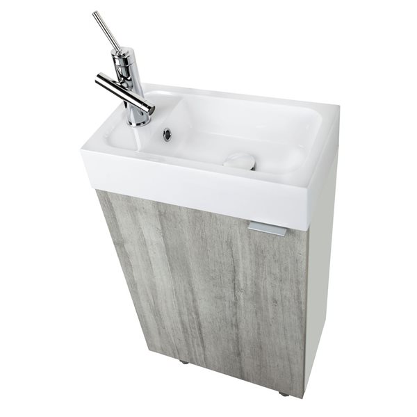 Cutler Kitchen & Bath Studio 15-in Gray Wall-Mount Vanity w/ White Acrylic Top and Single Sink