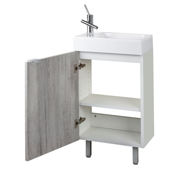 Cutler Kitchen & Bath Studio 15-in Gray Wall-Mount Vanity w/ White Acrylic Top and Single Sink