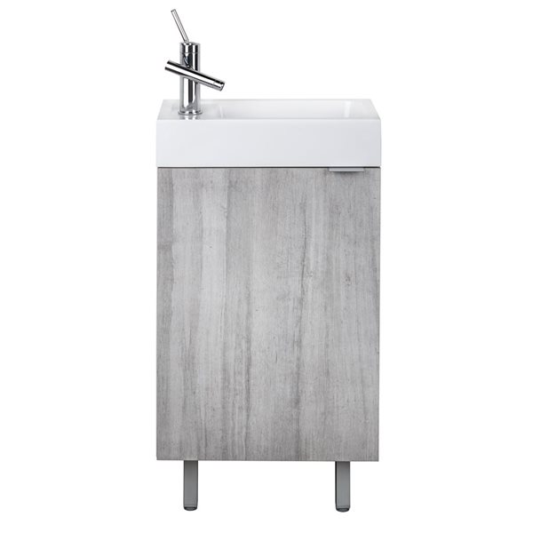 Meuble-lavabo simple Studio 15 po gris comptoir en acrylique blanc