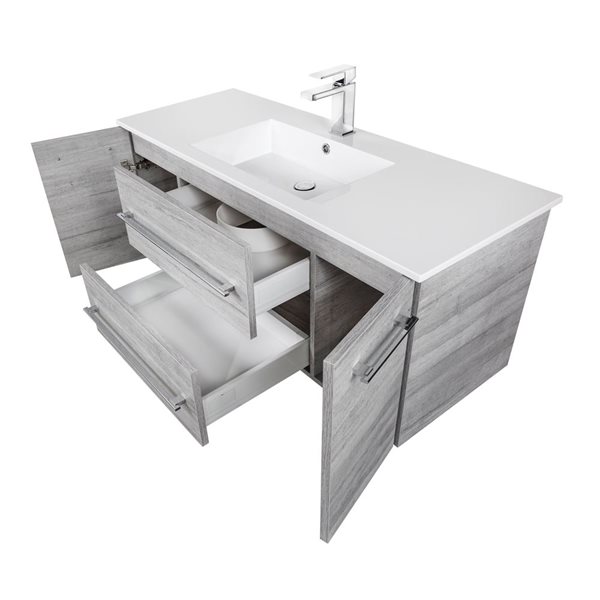 Meuble-lavabo mural Kato Cutler Kitchen & Bath plan similimarbre blanc 48 l. x 19 p. x 20 po-in h., Soho