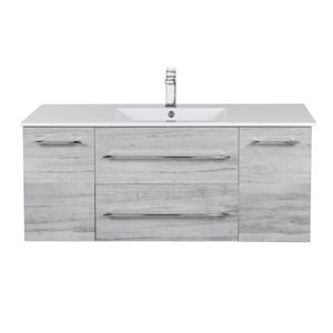 Kato 48-inch W x 19-inch D x 20-inch H Wall Mounted Bathroom Vanity in Soho with Cultured Marble Top