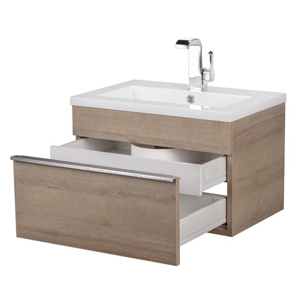 Cutler Kitchen & Bath Trough 30-in Organic Wall-Mount Vanity w/ White Acrylic Top and Single Sink