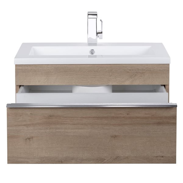 Cutler Kitchen & Bath Trough 30-in Organic Wall-Mount Vanity w/ White Acrylic Top and Single Sink