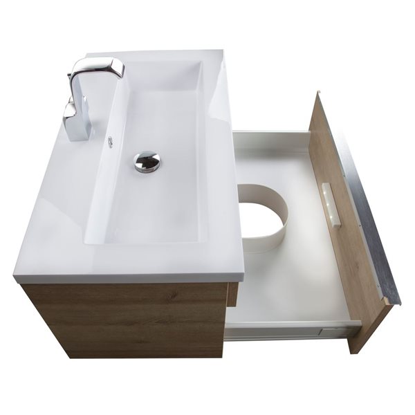 Cutler Kitchen & Bath Trough 30-in Organic Wall-Mount Vanity w/ White Acrylic Top and Single Sink