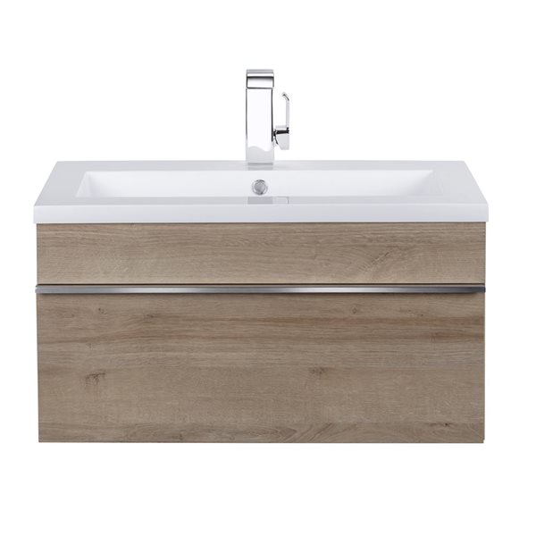 Meuble-lavabo simple Trough Organic 30 po brun comptoir en acrylique blanc