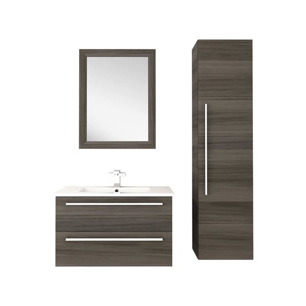 Cutler Kitchen & Bath Silhouette 30-in Zambukka Wall-Mount Vanity w/ White Acrylic Top and Single Sink