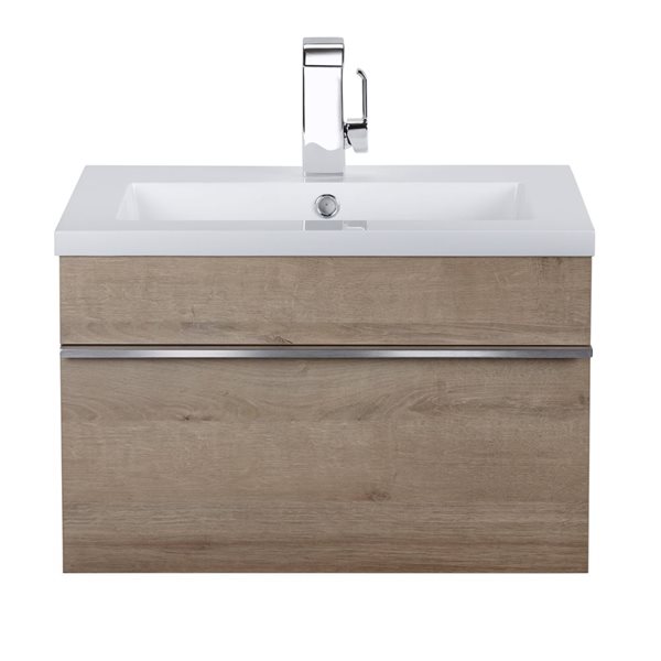 Trough 24-inch W x 16-inch D x 15-inch H Wall Mounted Bathroom Vanity in Organic with Cultured Marble Top