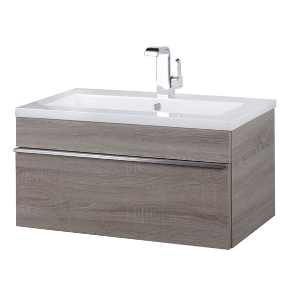 Cutler Kitchen & Bath Trough 30-in Dorato Wall-Mount Vanity w/ White Acrylic Top and Single Sink