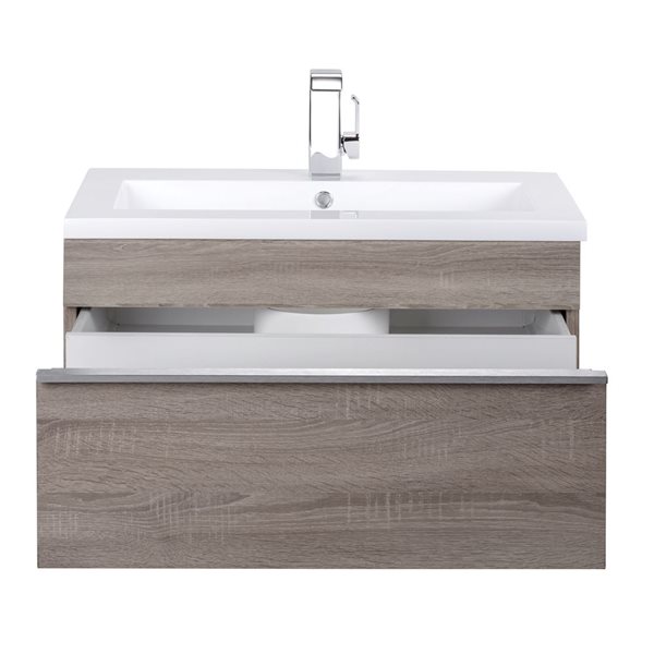 Cutler Kitchen & Bath Trough 30-in Dorato Wall-Mount Vanity w/ White Acrylic Top and Single Sink