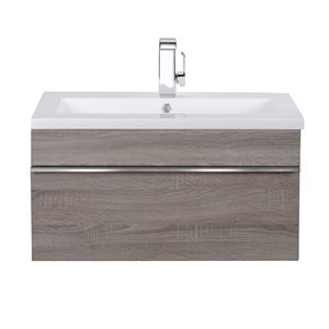 Cutler Kitchen & Bath Trough 30-in Dorato Wall-Mount Vanity w/ White Acrylic Top and Single Sink