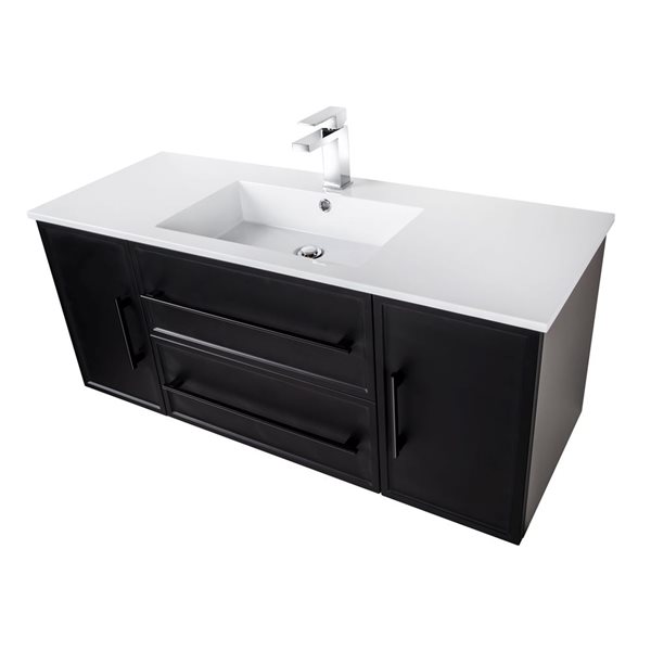 Meuble-lavabo mural Milano plan similimarbre blanc Cutler Kitchen & Bath 48 l. x 18 p. x 20 po-in h., noir