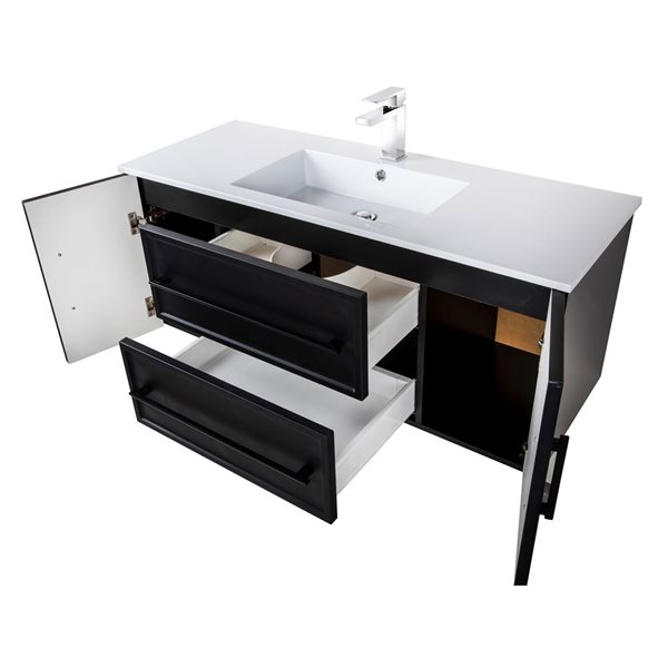 Meuble-lavabo mural Milano plan similimarbre blanc Cutler Kitchen & Bath 48 l. x 18 p. x 20 po-in h., noir