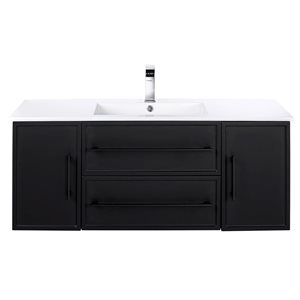 Meuble-lavabo mural Milano plan similimarbre blanc Cutler Kitchen & Bath 48 l. x 18 p. x 20 po-in h., noir