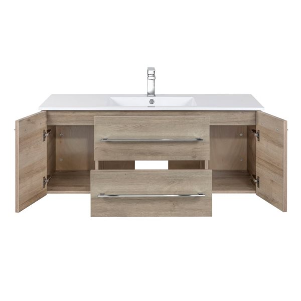 Kato 48-inch W x 19-inch D x 20-inch H Wall Mounted Bathroom Vanity in Organic with Cultured Marble Top