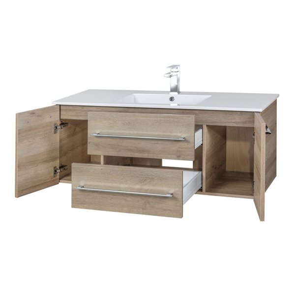 Kato 48-inch W x 19-inch D x 20-inch H Wall Mounted Bathroom Vanity in Organic with Cultured Marble Top