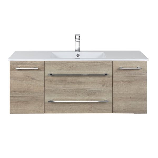 Kato 48-inch W x 19-inch D x 20-inch H Wall Mounted Bathroom Vanity in Organic with Cultured Marble Top