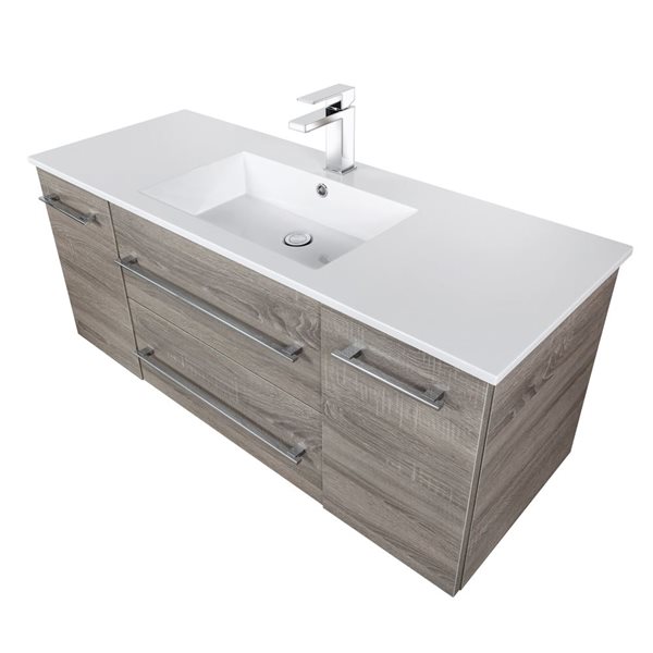 Cutler Kitchen & Bath Kato 48-in Dorato Wall-Mount Vanity w/ White Acrylic Top and Single Sink