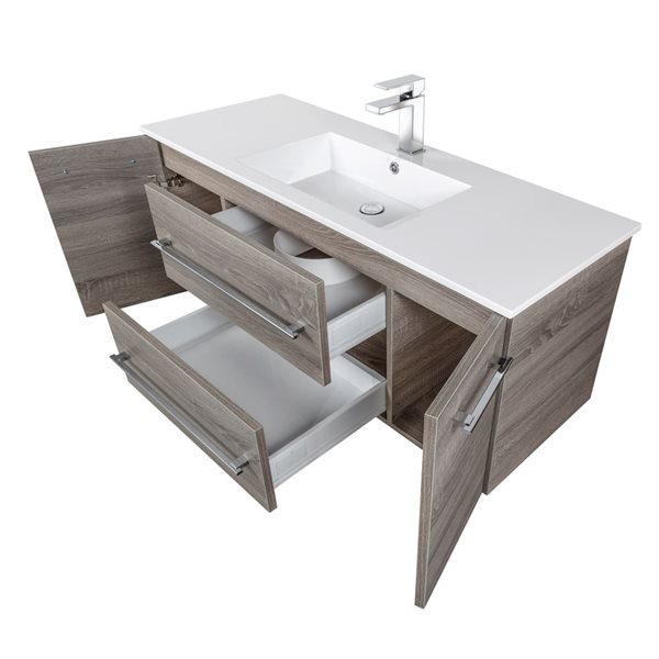 Cutler Kitchen & Bath Kato 48-in Dorato Wall-Mount Vanity w/ White Acrylic Top and Single Sink