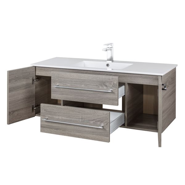 Cutler Kitchen & Bath Kato 48-in Dorato Wall-Mount Vanity w/ White Acrylic Top and Single Sink