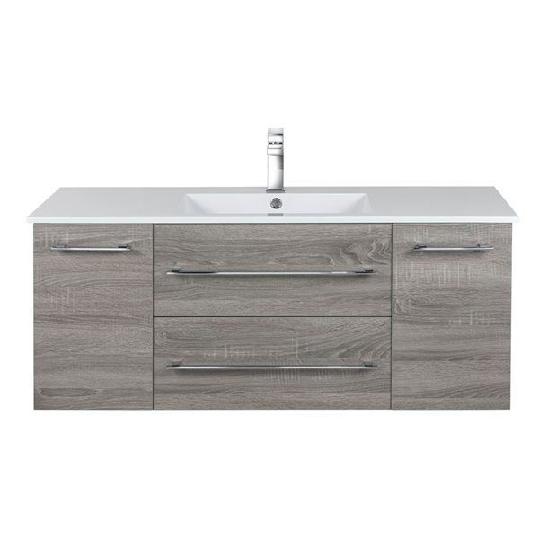 Cutler Kitchen & Bath Kato 48-in Dorato Wall-Mount Vanity w/ White Acrylic Top and Single Sink