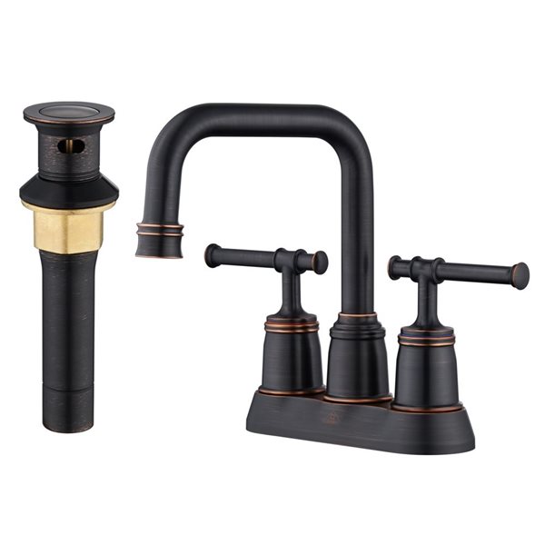 CASAINC Oil-Rubbed Bronze 2-Handle Deck-Mounted Bathroom Sink Faucet with Built-In Filter ...