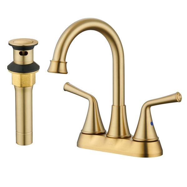 CASAINC 4-in Centreset Brushed Gold 2-Handle Bathroom Sink Faucet with ...