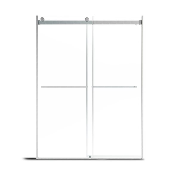 CASAINC 47 to 48 W x 76-in H Brushed Nickel Sliding Frameless Clear Glass Shower Door - Reversible Installation