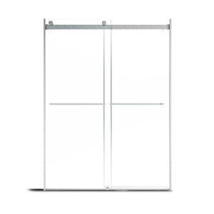 CASAINC 47 to 48 W x 76-in H Brushed Nickel Sliding Frameless Clear Glass Shower Door - Reversible Installation