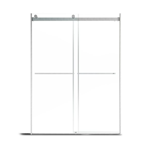 CASAINC 59 to 60 W x 76-in H Brushed Nickel Sliding Frameless Clear Glass Shower Door - Reversible Installation