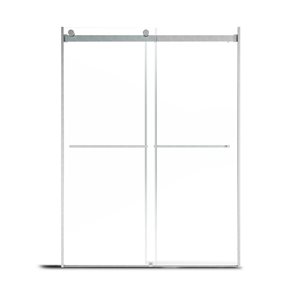 CASAINC 59 to 60 W x 76-in H Brushed Nickel Sliding Frameless Clear Glass Shower Door - Reversible Installation