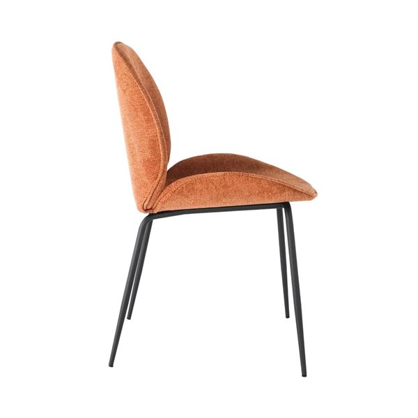 Chaises d'appoint de salle à manger Ottolo de Vanilla Moulding tissu chenille gingembre pieds métal noir, ensemble de 2
