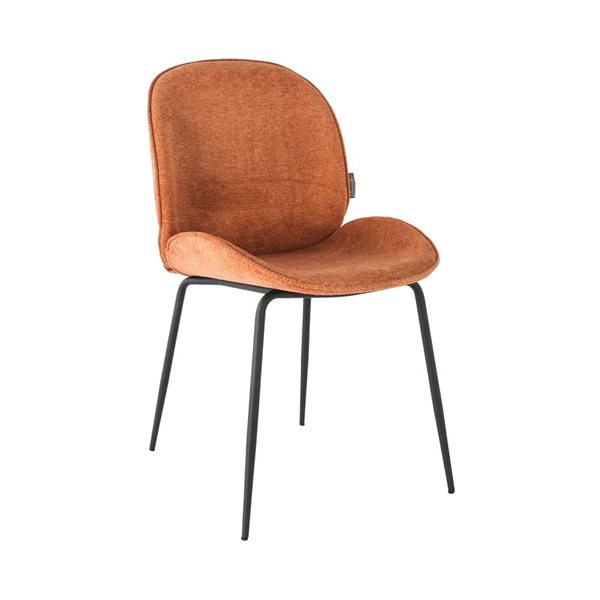 Chaises d'appoint de salle à manger Ottolo de Vanilla Moulding tissu chenille gingembre pieds métal noir, ensemble de 2