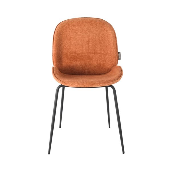 Chaises d'appoint de salle à manger Ottolo de Vanilla Moulding tissu chenille gingembre pieds métal noir, ensemble de 2