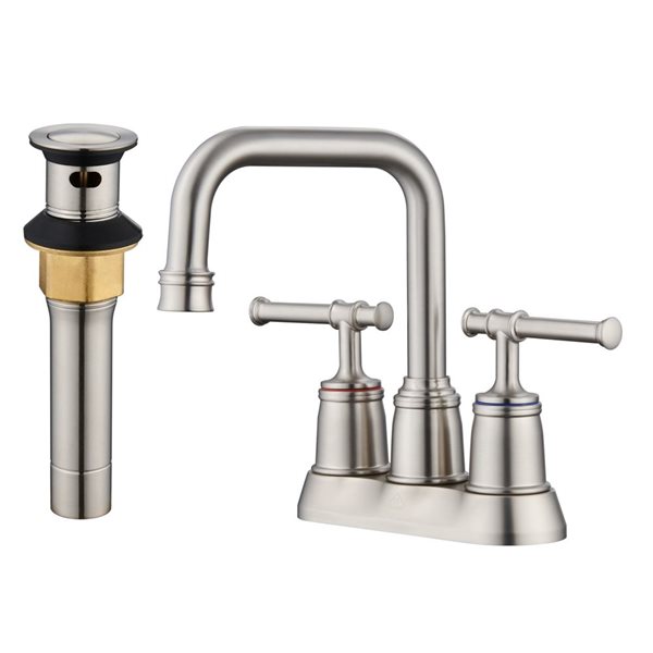 CASAINC Brushed Nickel 2-Handle Deck-Mounted Bathroom Sink Faucet with Built-In Filter Bubbler ...