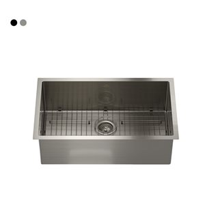 CASAINC 32-in W Brushed Stainless Steel Single Bowl Undermount Kitchen Sink - Drainboard, Strainer and Grid Included