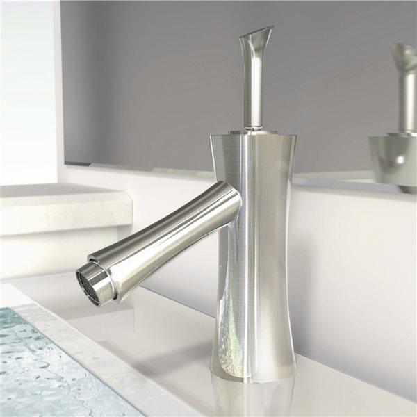 Spa Bathe Bamboo Brushed Nickel Deck-Mount Single Hole Bathroom Faucet