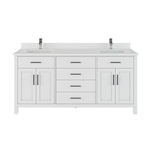 Spa Bathe Kate 72-in White Double Sink Freestanding Vanity w/ Power Bar and Drawer Organizer