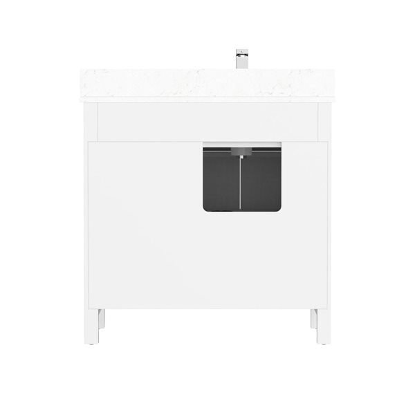 Spa Bathe Thomas 36-in White Single Sink Freestanding Vanity w/ Power Bar and Drawer Organizer