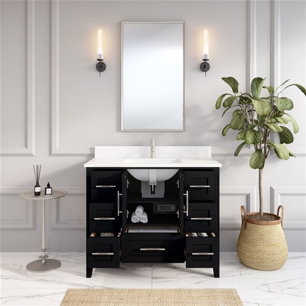 Spa Bathe Henley 42-in Espresso Single Vanity  w/ Power Bar and Drawer Organizer